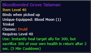 Bloodbonded Grove Talisman wow sod phase